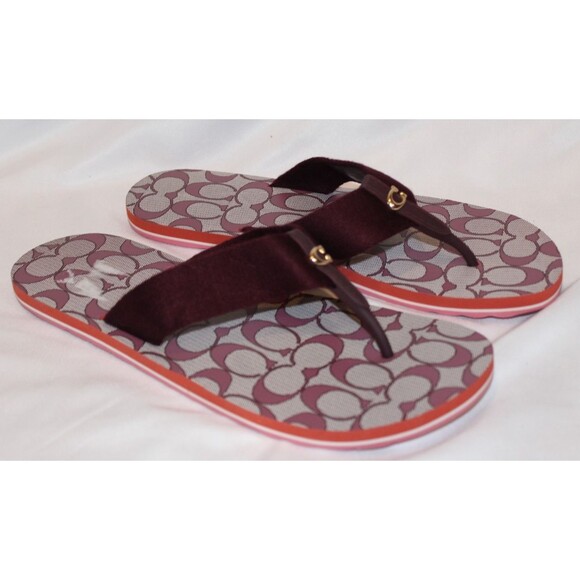 COACH Women's Zoe Thong Flip-Flop Sandals BURGUNDY NWOB SZ 8 - Picture 1 of 5